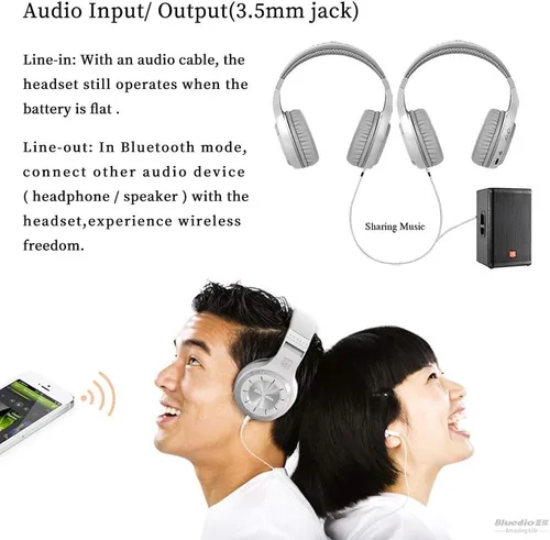 Vista 9 de Bluedio H Turbine Auriculares inalámbricos Bluetooth 5.0 estéreo con micrófono, auriculares con graves impactantes con bolsa de almacenamiento