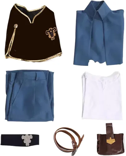 Vista 5 de Asta - Disfraz de cosplay de anime para hombre, capa de toro negro, conjunto completo