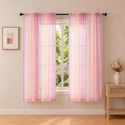 Vista 22 de OWENIE Cortinas transparentes degradadas para dormitorio, sala de estar, 96 Morado y dorado