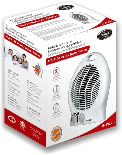 Vista 6 de Optimus H-1322 Calefactor portátil con ventilador de 2 velocidades y termostato, Blanco