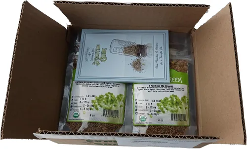 Vista 2 de Handy Pantry Organic Sbrouting Seed Mix – 2.5 lb – 10 variedades: Alfalfa Frijol mung, brócoli, lentejas, trébol, trigo sarraceno, rábano
