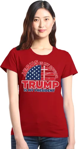 Vista 2 de shop4ever Jesus is My Savior Trump is My President - Camiseta para mujer