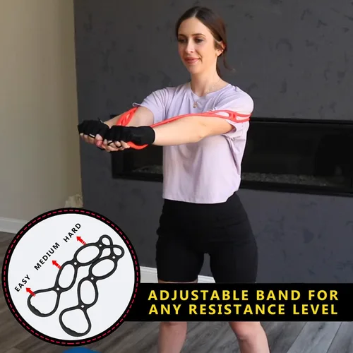 Vista 2 de Walk At Home Guantes de entrenamiento negros Happy Walking Fitness para hombres y mujeres con 7 anillos ajustables bandas de resistencia bandas