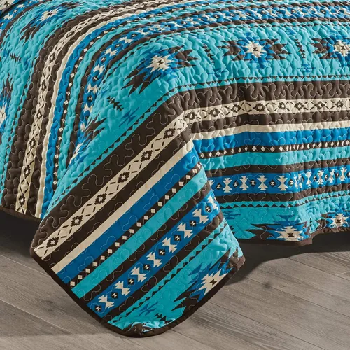 Vista 7 de Jaba - Juego de edredón de 3 piezas con estampado fino, tamaño King, para todas las estaciones, diseño tribal navajo nativo americano, con fundas