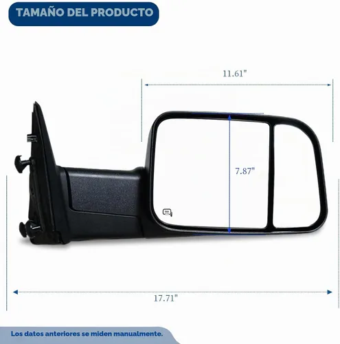Vista 2 de AERDM Nuevo espejo de remolque con carcasa negra y sensor de temperatura para Ram 1500 2009-2015, Ram 2500 3500 2010-2015, espejos de remolque