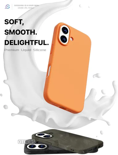 Vista 3 de GOODVISH Funda 3 en 1 para iP 17 de 6.3", silicona premium, naranja Full Body&Camera Protection, Premium Liquid Silicone, Shockproof Phone Case