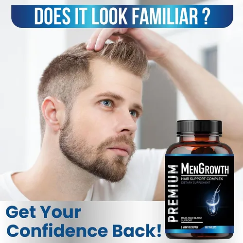 Vista 7 de NutraPro Vitaminas para el crecimiento del cabello para hombres, suplemento anti pérdida de cabello.