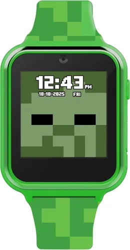 Vista 2 de Accutime Minecraft - Reloj inteligente de aprendizaje educativo verde para niños, pantalla táctil, para niñas, niños y niños pequeños, cámara