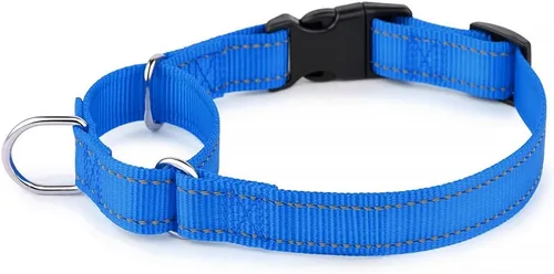 Vista 7 de Collar reflectante de martingala de Plutus Pet con hebilla - Collar de entrenamiento duradero y ajustable para evitar tirones, collar de gargantilla