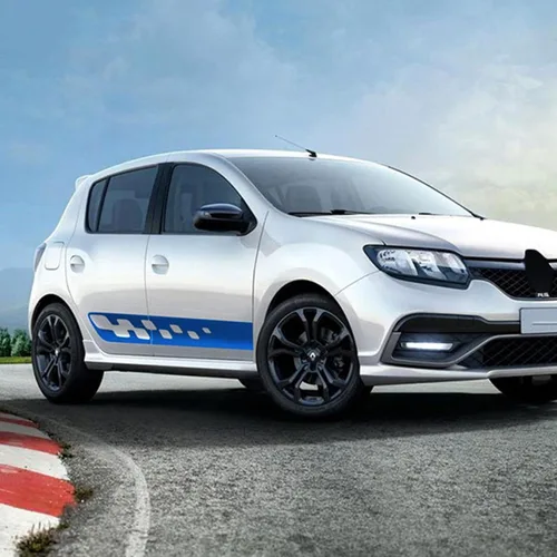 Vista 6 de Calcomanías de vinilo para Renault Dacia Sandero Stepway RS, diseño de rayas de automóvil, falda lateral