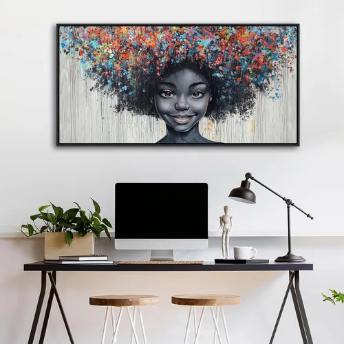 Vista 3 de KLAKLA Arte de Pared de Mujer Negra Mujeres Afroamericanas Decoración de Pared Arte Abstracto Moderno Chica Negra Lienzo Póster Impresiones Cuadros