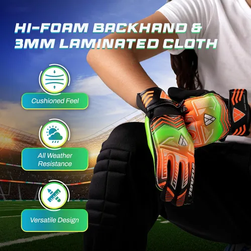 Vista 3 de Vizari Soccer Goalkeeper Gloves – Pro Goalie Gloves for Kids, Youth & Adults Fingersave Protection Durable Grip All-Weather Soccer Gloves for