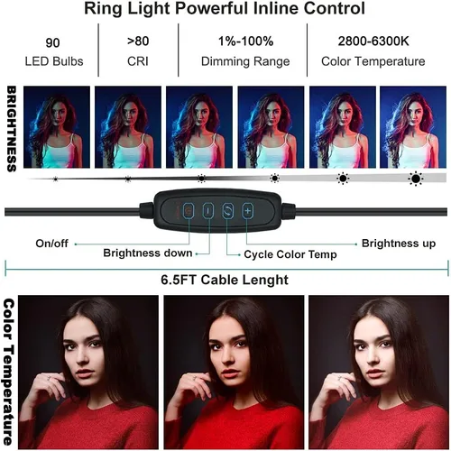 Vista 5 de Kit de vlogging premium de 9 piezas para iPhone, Android y cámaras, micrófono, soporte de trípode y luz LED, paquete de YouTube, TikTok y creador