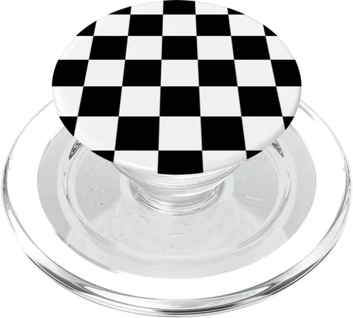 Vista 8 de Patrón tradicional de cuadros en blanco y negro – PopSockets agarre y soporte para teléfonos y tabletas, Negro