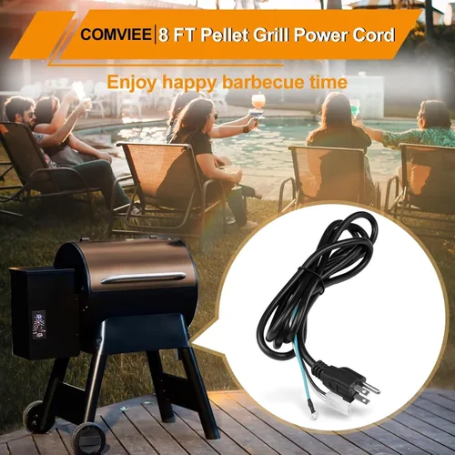 Vista 6 de Piezas de repuesto de cable de alimentación de 8 pies compatibles con parrillas para ahumadores de pellets de madera Pit Boss, Traeger