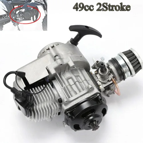 Vista 2 de Motor de motor de 2 tiempos de 49 cc, mini motor de arranque de gasolina de 1.3 HP para bicicleta de bolsillo, mini motocross, ATV Scooter