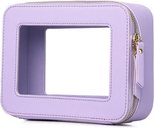Vista 30 de Pinkmik Pequeña bolsa de maquillaje transparente, mini estuche para cosméticos, bolsa de aseo impermeable con cremallera, organizador de bolsos