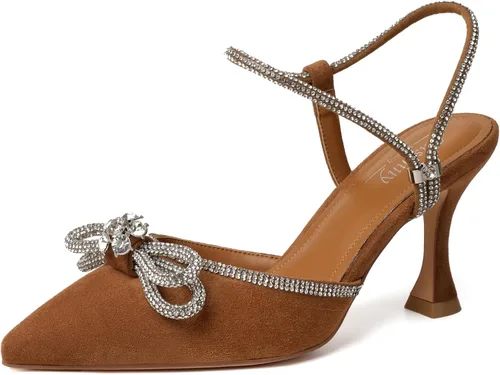 Vista 33 de Susanny - Zapatos de tacón bajo con strass para mujer, con punta puntiaguda, de tacón kitten, con cierre, ajustables, con correa, para vestido