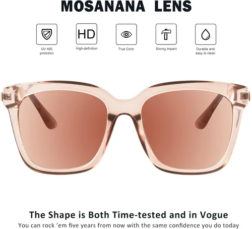 Vista 4 de mosanana Gafas de sol de gran tamaño para mujer, estilo cuadrado de moda, modelo DIVA
