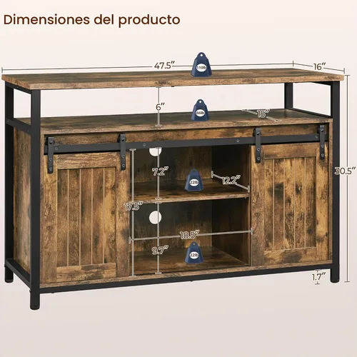 Vista 5 de Yaheetech Soporte de TV de granja para puerta corrediza de granero