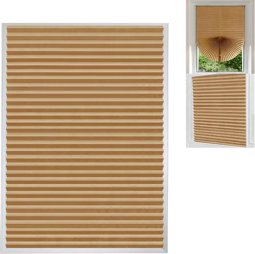 Vista 10 de Persianas de papel plisadas opacas adhesivas, impermeables y fáciles de cortar, persianas de bloqueo solar para ventanas, sin taladro, sin