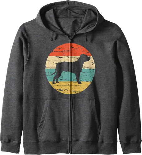 Vista 4 de Staffordshire Bull Terrier Dog Vintage Mom Dad Retro Ash Zip Sudadera con capucha, Negro