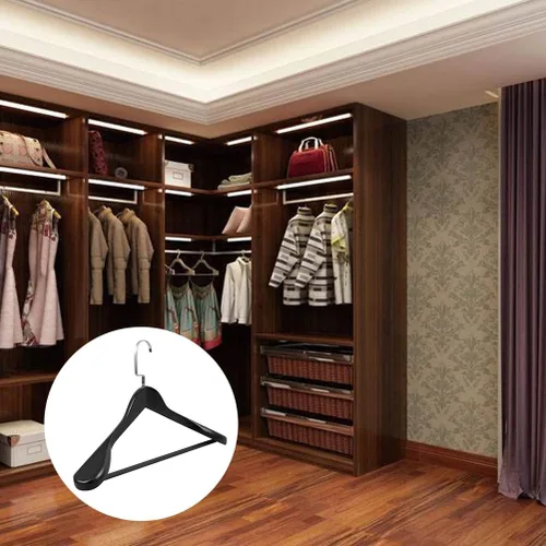 Vista 7 de Hemoton Percha de madera maciza con hombros anchos y gruesos, antideslizante, para almacenamiento de ropa, hogar, dormitorio, armario, organizador
