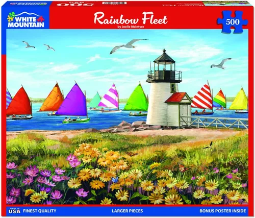 Vista 2 de White Mountain Rompecabezas de 500 piezas para verano, playa, velero, con piezas grandes, regalo para adultos y familia, de 18 x 24 pulgadas, flota