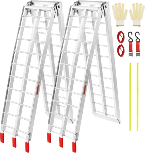 Vista 11 de VEVOR Rampas de acero, 1000 libras, 2 rampas resistentes con superficie de rampa más ancha, rampa de carga estable universal con asas, apta
