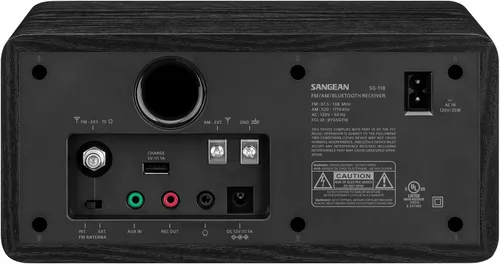 Vista 2 de SANGEAN Radio de gabinete de madera SG-118 AM/FM/Bluetooth con carga de teléfono USB