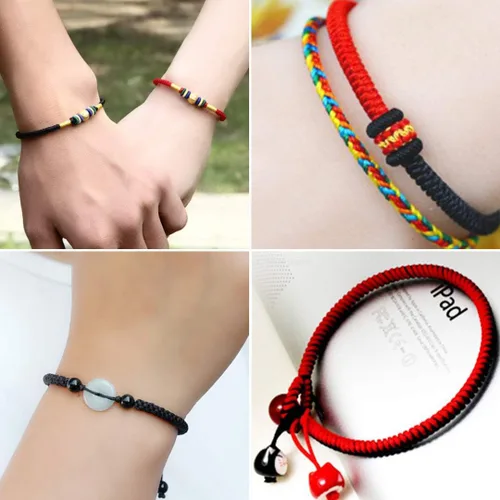 Vista 7 de Cordón de nailon de 0.031 in, hilo de nudo chino macramé pulsera de cola de rata trenzada (negro) Hilo chino nudo macramé pulsera de cola de rata