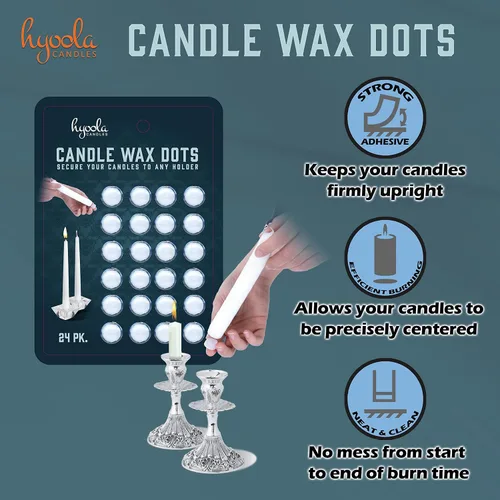 Vista 2 de Hyoola Puntos adhesivos para velas, puntos de cera para velas, adhesivo para velas, 24 puntos