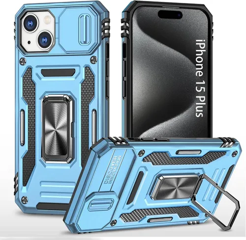 Vista 8 de Funda para iPhone 15 Pro iPhone 15 Pro con cubierta deslizante para cámara protectora con soporte de anillo, resistente a los golpes y a prueba
