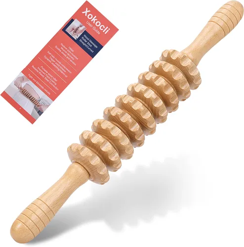 Vista 8 de Xokocli Herramienta de masaje para celulitis, terapia de madera, herramientas de masaje para fascia, rodillo de celulitis, masajeador de drenaje