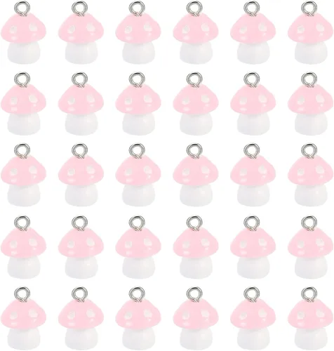 Vista 10 de PATIKIL 30 piezas de dije de hongo, mini dije de hongo, resina a granel, lindo para hacer joyas, pulseras, aretes, collares