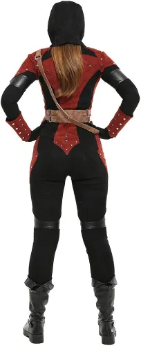 Vista 3 de miccostumes Disfraz de asesino oscuro para mujer, conjunto de cosplay con capucha