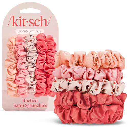 Vista 36 de Kitsch - Coleteros de satén para mujer, bandas para el cabello sin daños, cameo, 5 piezas Wake Up Frizz-Free, No Crease Hair Ties, Softer Than