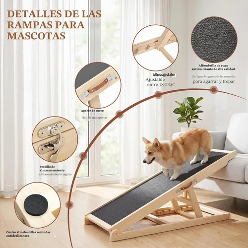Vista 4 de Rampa para perros para cama, sofá, automóvil, 39.4 pulgadas