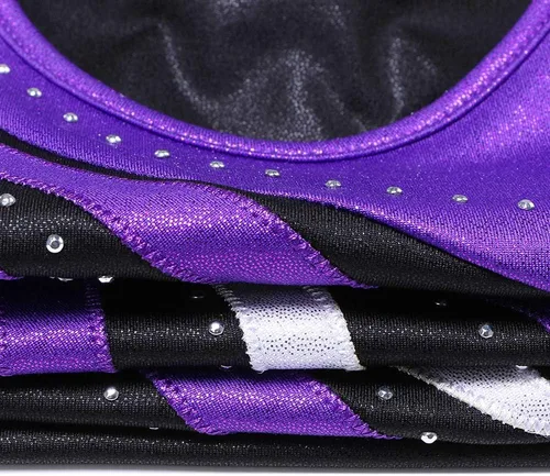 Vista 4 de BAOHULU Leotardo de gimnasia para niñas, pantalones cortos de gimnasia con banda elástica