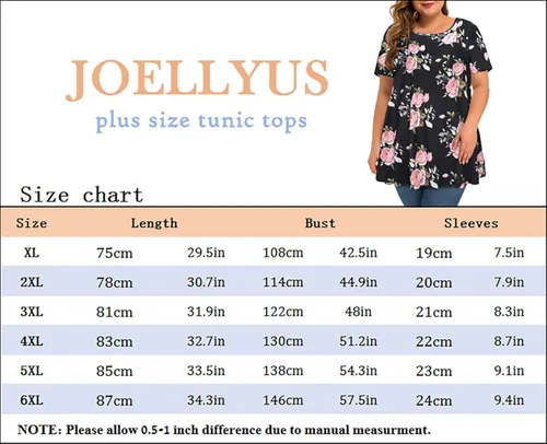 Vista 6 de Blusas de talla extragrande para mujer, camisas de túnica manga corta, informal, estilo floral, blusas fluidas