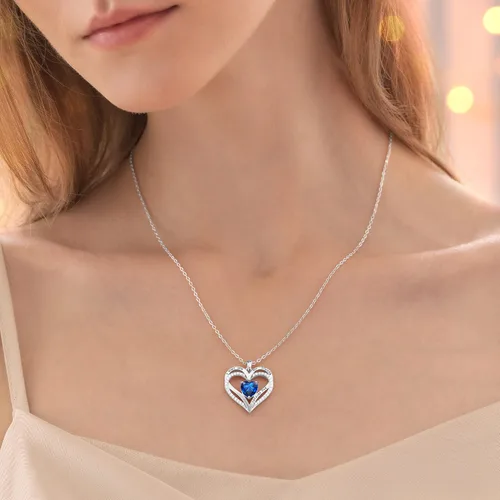 Vista 99 de CDE Collares de piedra natal para mujer, plata de ley 925, collar con colgante de corazón para siempre, Navidad, cumpleaños, aniversario, día de San