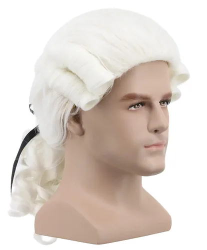 Vista 5 de Yuehong - Peluca larga para hombre diseño de George Washington 2
