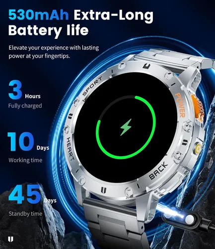 Vista 4 de Smart Watch for Men for Android/iPhone(3 Straps),1.43’’ AMOLED Display Sport Watch with 123 Sport Modes/FlashLight,5ATM Waterproof Fitness Watch