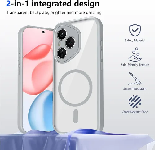 Vista 569 de Funda magnética transparente compatible con Xiaomi 17T, color negro 2 en 1 PC + TPU cubierta de teléfono a prueba de golpes, carcasa protectora