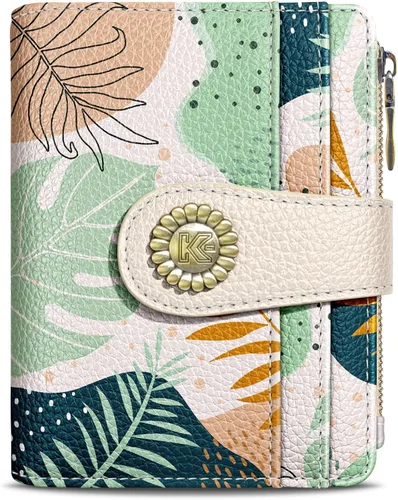 Vista 48 de Kelvoris Cartera pequeña Rfid para mujer, plegable, con cremallera, bolsillo para monedas, piel sintética, compacto, para tarjetas de crédito