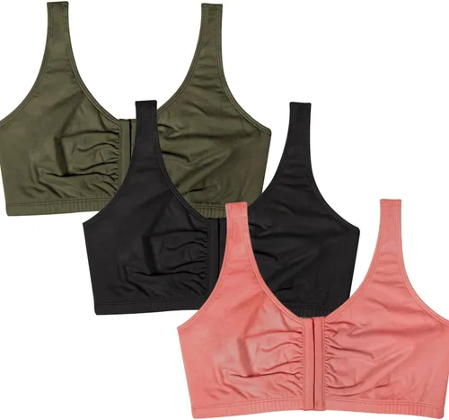 Vista 26 de Fruit of the Loom Sujetador de algodón con cierre frontal múltiple para mujer