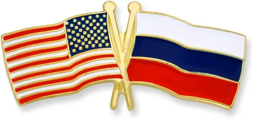 Vista 25 de PinMart Pin de solapa esmaltado con bandera de la amistad cruzada de Estados Unidos y el mundo