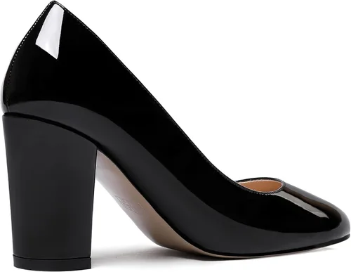 Vista 5 de WAYDERNS Zapatos de tacón alto para mujer, con puntera redonda, sólidos, gruesos, de 3 pulgadas