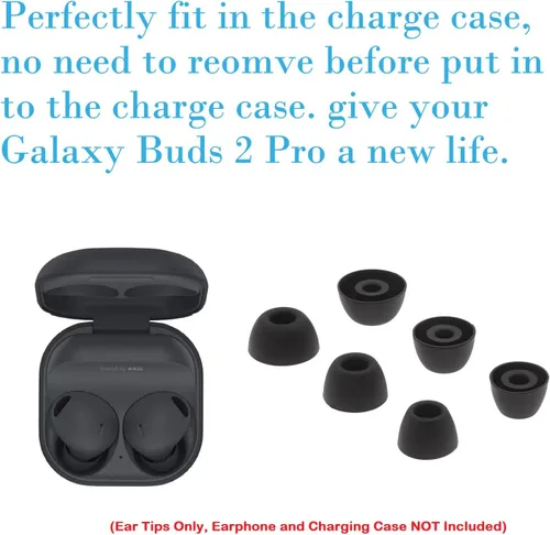 Vista 6 de 6 pares de puntas negras de repuesto de silicona S/M/L para Galaxy Buds 2 Pro, compatibles con Samsung Galaxy Buds 2 Pro