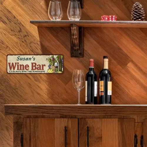 Vista 3 de Letrero personalizado para bar de vinos, letreros rústicos para decoración de bodega, hogar, cocina, decoración de pared, placa de estaño